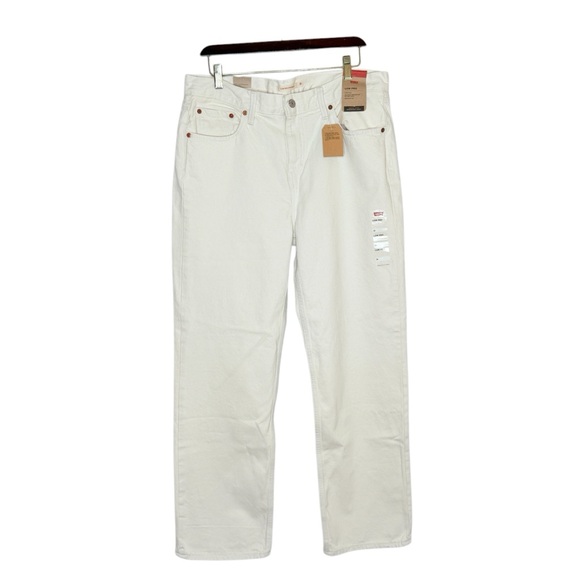 Levis Low Pro Mid Rise Relaxed Cream Neutral Straight Leg Jeans Size 31 NWT - Picture 2 of 12